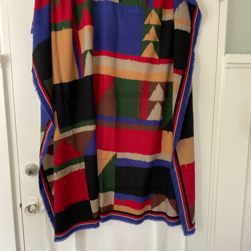 Vintage Wool Geometric Patterned Scarf